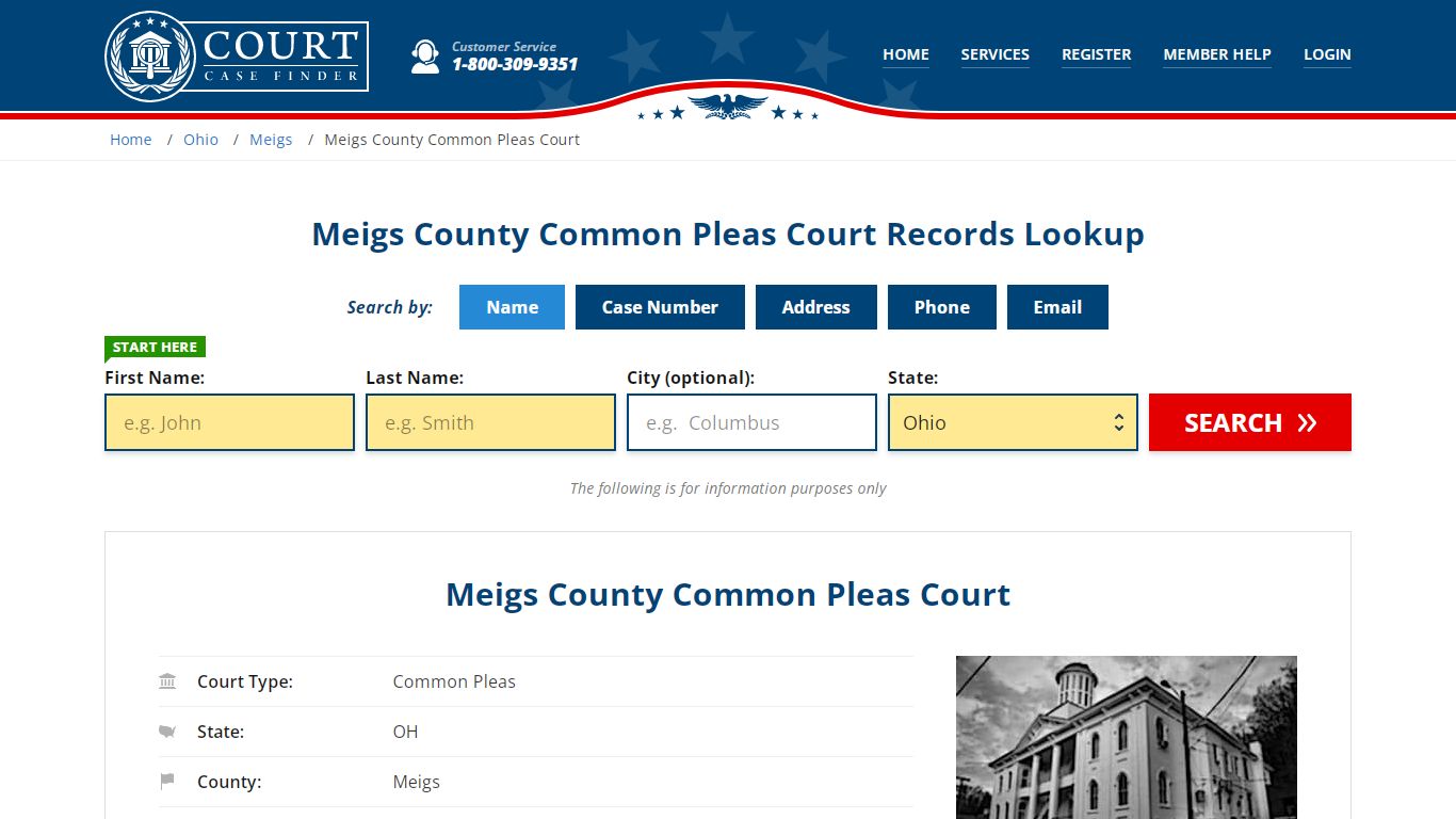 Meigs County Common Pleas Court Records Lookup - CourtCaseFinder.com